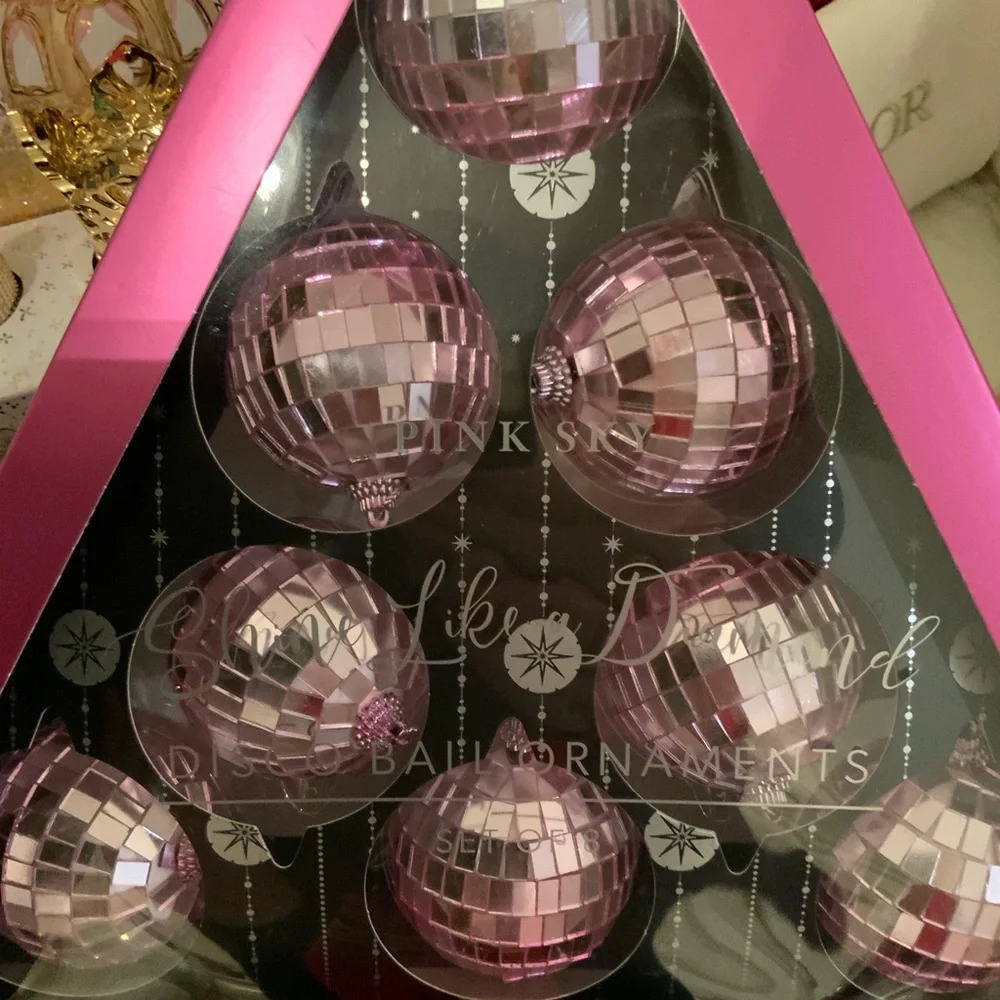 Pink Sky Disco Ball Ornaments - Shimmering Pink